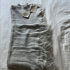 Mia Hand Knit Fair Trade 100% Baby Alpaca Size 78”x20” Gray Fringed Scarf